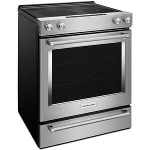 KitchenAid 30 in. 6.4 cu. ft. Convection Oven Slide-In Electric Range with 5 Smoothtop Burners - Stainless Steel, Stainless Steel, hires