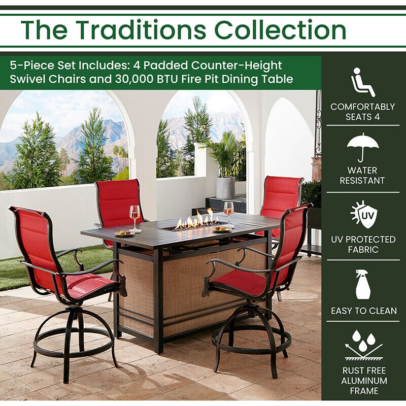 Outdoor high dining hotsell set with fire pit