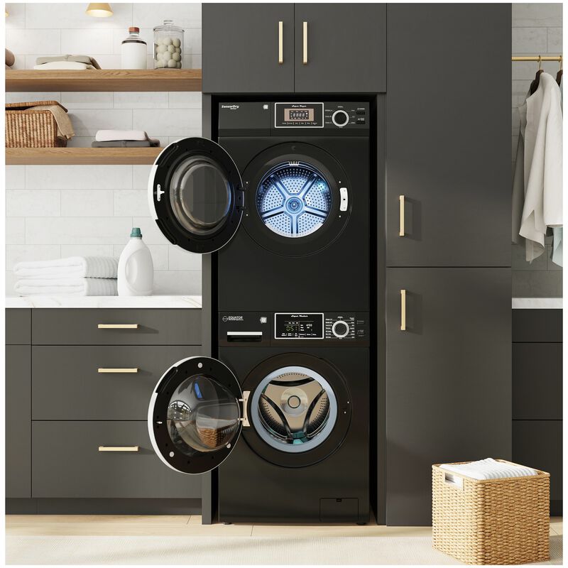 Equator 24 in. 1.62 cu. ft. Electric Front Load Laundry Center with Sensor Dry, Pet & Sanitize Cycle - Black, , hires