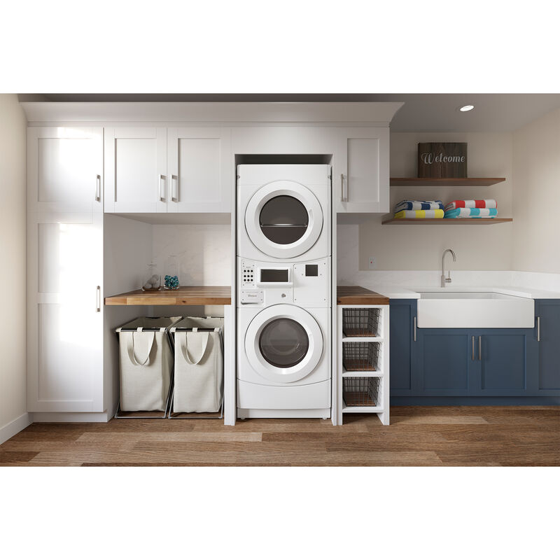Whirlpool 27 in. 3.1 cu. ft. Electric Front Load Commercial Laundry Center - White, , hires