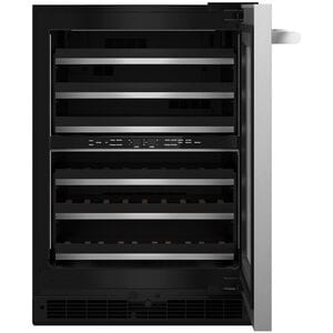JennAir Rise 24 in. Undercounter Wine Cooler with Wood Racks, Dual Temperature Zones & 45 Bottle Capacity - Stainless Steel, , hires
