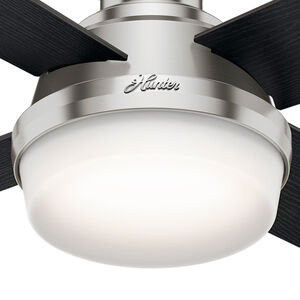 Hunter 44" Dempsey Low Profile Ceiling Fan with LED Light Kit and Handheld Remote - Brushed Nickel, Brushed Nickel, hires