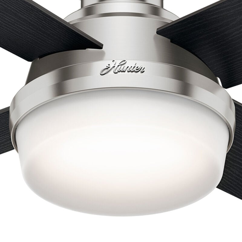 Hunter 44" Dempsey Low Profile Ceiling Fan with LED Light Kit and Handheld Remote - Brushed Nickel, Brushed Nickel, hires