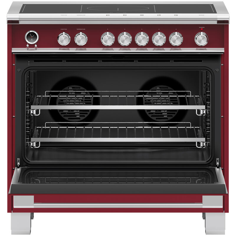 Fisher & Paykel Series 9 Classic 36 in. 4.9 cu. ft. True European Convection Electric Range with 5 Induction Burners - Red, , hires