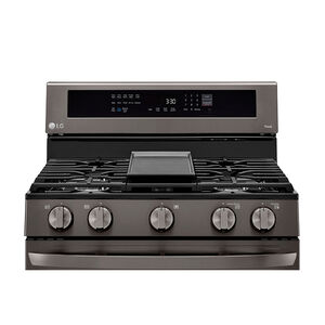 LG InstaView 30 in. 5.8 cu. ft. Smart Air Fry Convection Oven Freestanding Gas Range with 5 Sealed Burners & Griddle - Black with Stainless Steel, Black with Stainless Steel, hires