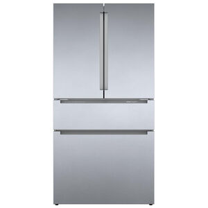 Bosch 800 Series 36 in. 21.0 cu. ft. Smart Counter Depth 4-Door French Door Refrigerator with Internal Water Dispenser - Stainless Steel, , hires