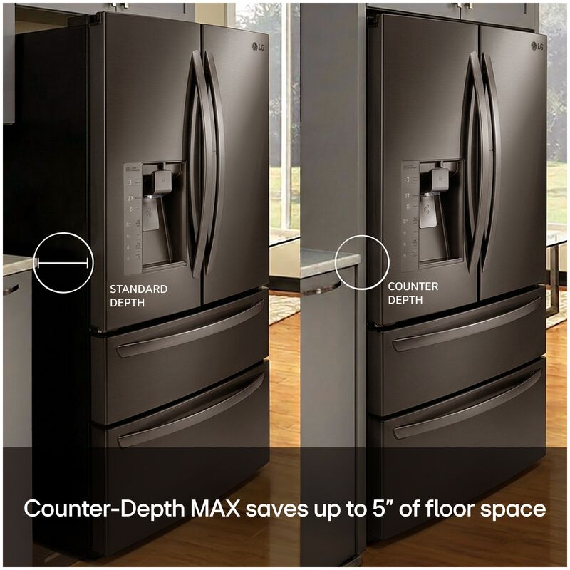 LG InstaView 36 in. 25.5 cu. ft. Smart Counter Depth French Door Refrigerator with Ice & Water Dispenser - PrintProof Black Stainless Steel, PrintProof Black Stainless Steel, hires