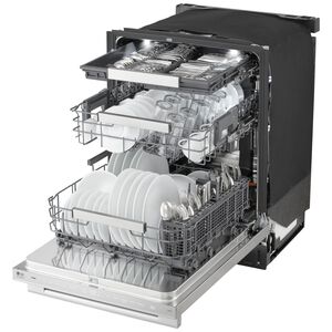 LG Studio 24 in. Top Control Flush-Mount Smart Dishwasher with 39 dBA Sound Level, 3rd Rack & Dynamic Heat Dry with AutoVent Dry - PrintProof Stainless Steel, , hires
