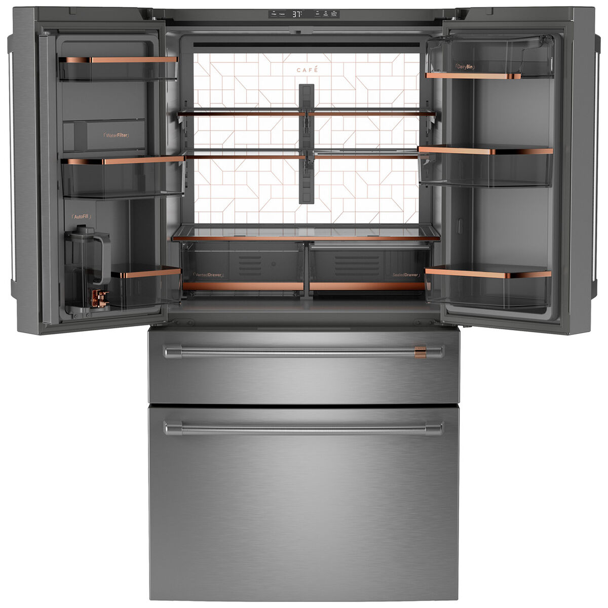 Cafe 36 in. 28.7 cu. ft. Smart 4-Door French Door Refrigerator