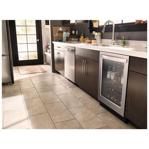 Whirlpool 24 in. 5.2 cu. ft. Built-In/Freestanding Beverage Center with 14 Bottle Wine Storage, Dual Zones & Digital Control - Stainless Steel, , hires
