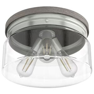 Hunter Devon Park 13 in. 3-Light Flush Mount Ceiling Light with Clear Glass - Brushed Nickel, , hires