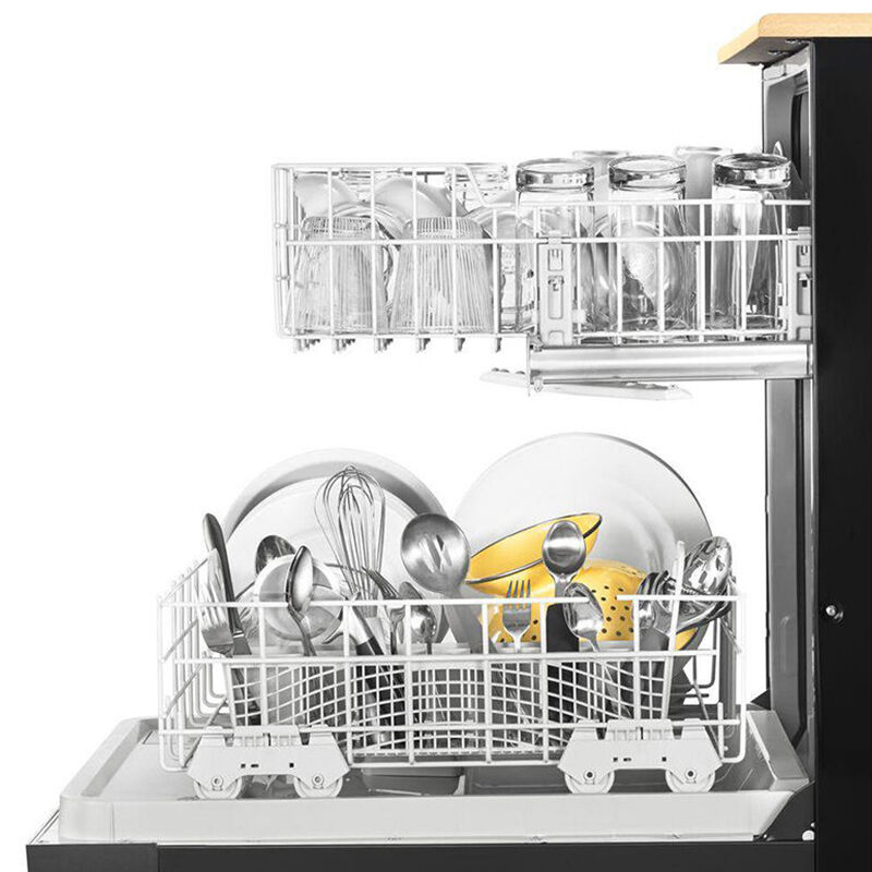 Whirlpool 24 in. Portable Dishwasher with Front Control, 64 dBA Sound Level, 12 Place Settings, 3 Wash Cycles & Sanitize Cycle - Black, Black, hires