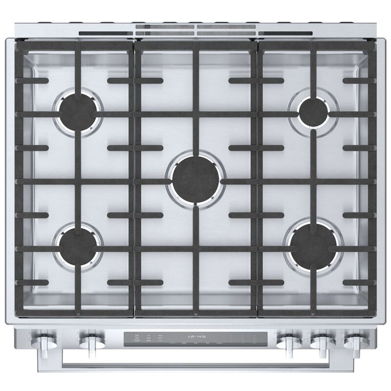 Bosch Benchmark 30 in. 4.8 cu. ft. Standard Convection Slide-In Gas Range with 5 Sealed Burners - Stainless Steel, , hires