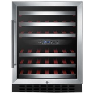 Summit 24 in. Compact Built-In/Freestanding 4.2 cu. ft. Wine Cooler with 46 Bottle Capacity, Dual Temperature Zones & Digital Control - Stainless Steel, , hires
