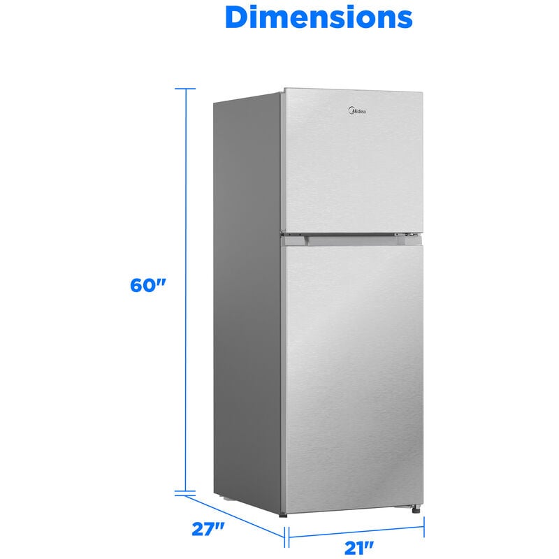 Midea 22 in. 10.1 cu. ft. Counter Depth Garage-Ready Top Freezer Refrigerator - Stainless Steel, , hires