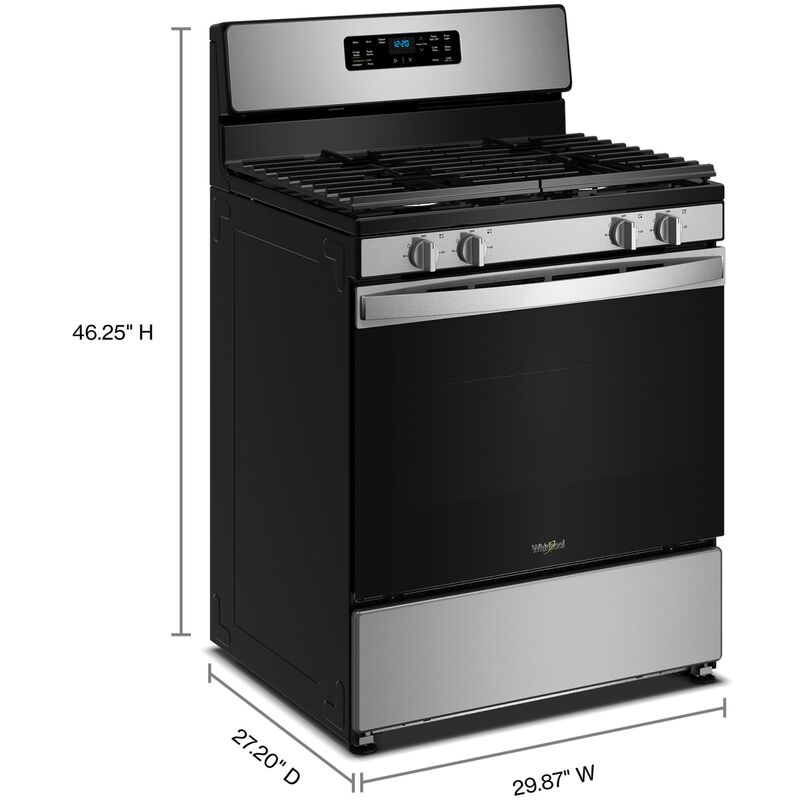 Whirlpool 30 in. 5.1 cu. ft. Gas Range with 4 Sealed Burners - Stainless Steel, , hires