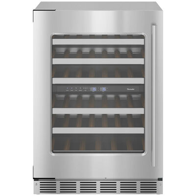 Thermador Masterpiece Series 24 in. Compact Built-In Wine Cooler with 41 Bottle Capacity, Dual Temperature Zones & Digital Control - Stainless Steel | T24UW915LS