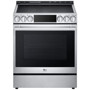 LG Studio 30 in. 6.3 cu. ft. Smart Air Fry True European Convection Slide-In Electric Range with 5 Induction Burners - Stainless Steel, , hires