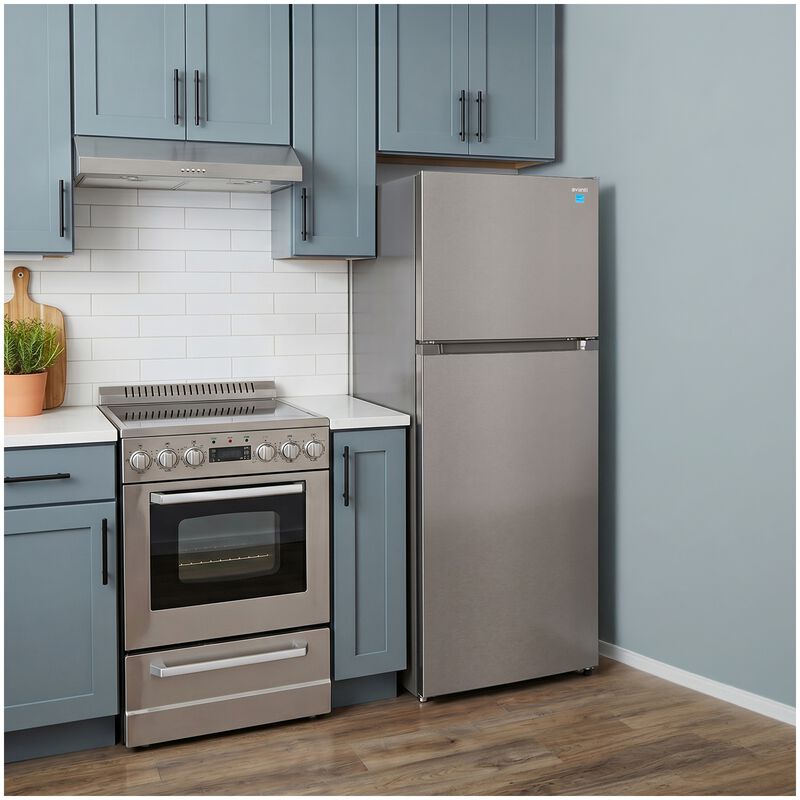 Avanti 28 in. 14.6 cu. ft. Counter Depth Garage-Ready Top Freezer Refrigerator - Stainless Steel, Stainless Steel, hires