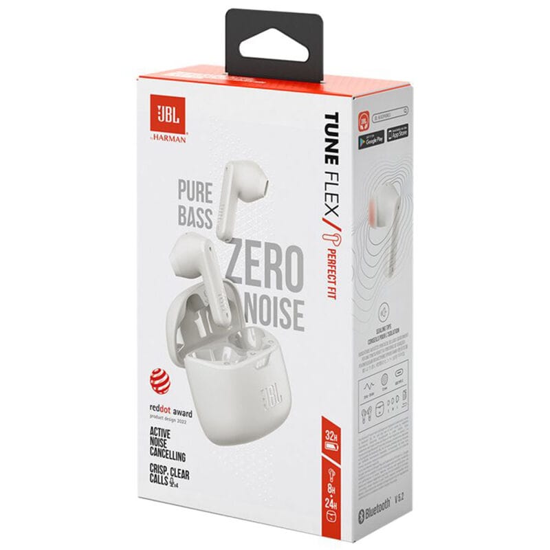 JBL Tune Flex Noise Cancelling Earbuds, White