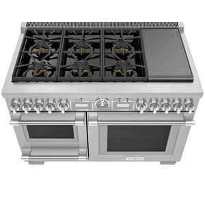 Thermador Pro Grand Professional Series 48 in. 6.5 cu. ft. Smart True European Convection Steam Double Oven Dual Fuel Range with 6 Sealed Burners - Stainless Steel, , hires