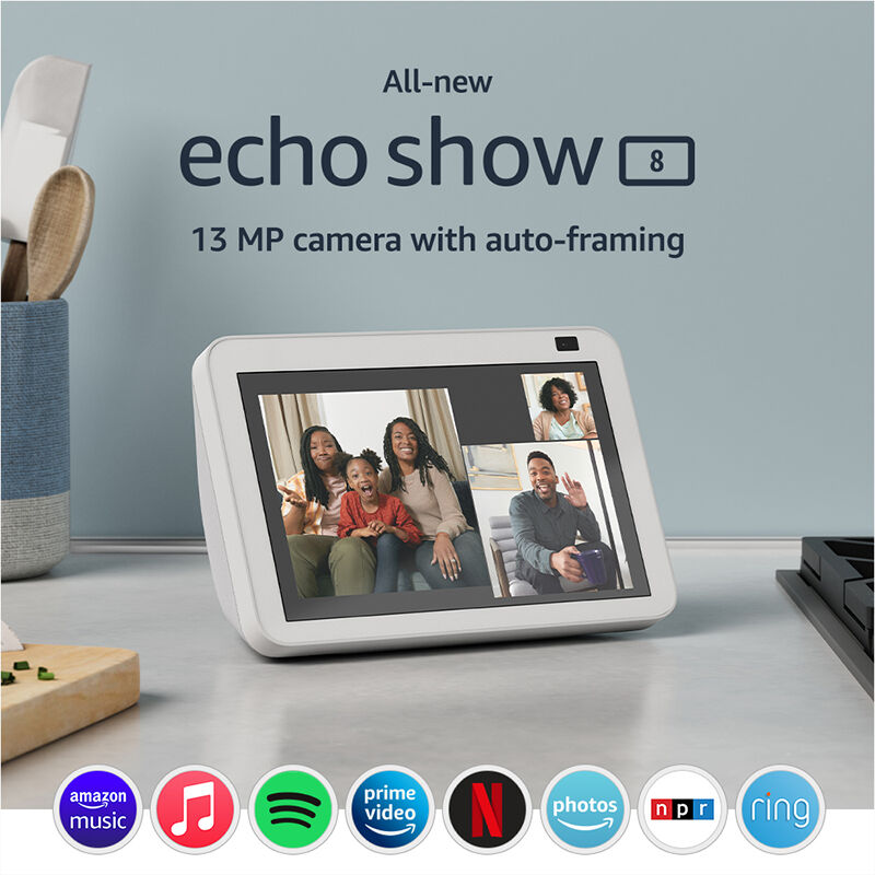 Amazon - Echo Show 8 (2nd Gen) Smart Display with Alexa - Glacier White