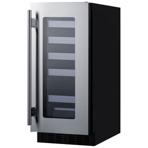 Summit 15 in. Undercounter Wine Cooler with Metal Racks, Single Temperature Zone & 18 Bottle Capacity - Stainless Steel, , hires