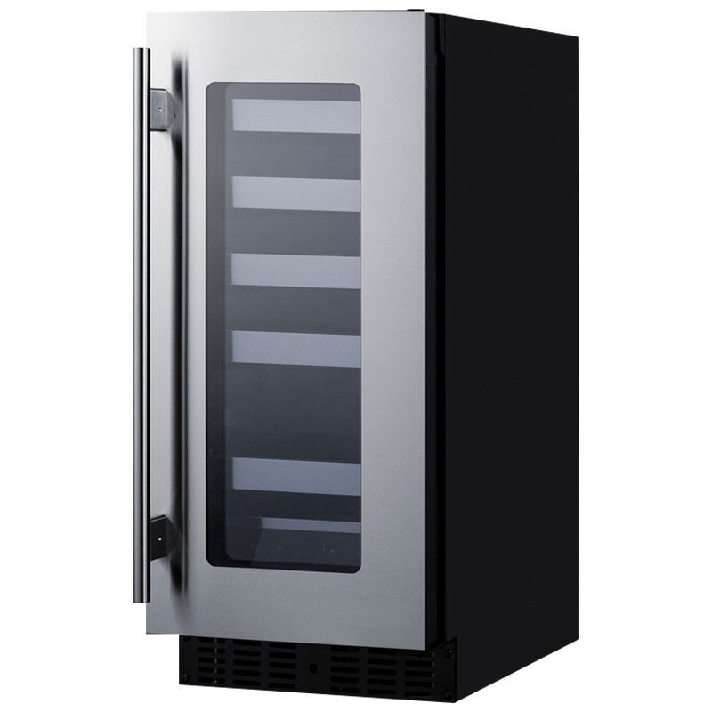 Summit 15 in. Undercounter Wine Cooler with Metal Racks, Single Temperature Zone & 18 Bottle Capacity - Stainless Steel, , hires