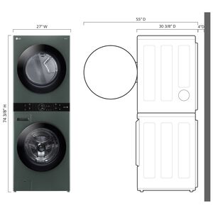 LG 27 in. WashTower with 4.5 cu. ft. Washer with 6 Wash Programs & 7.4 cu. ft. Electric Dryer with 6 Dryer Programs, Sensor Dry & Wrinkle Care - Nature Green, Nature Green, hires