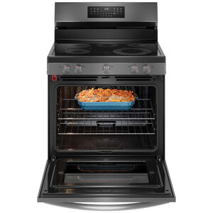 Frigidaire Gallery 30 in. 5.3 cu. ft. Air Fry Standard Convection Steam Electric Range with Smoothtop Burners - Black Stainless, Black Stainless, hires