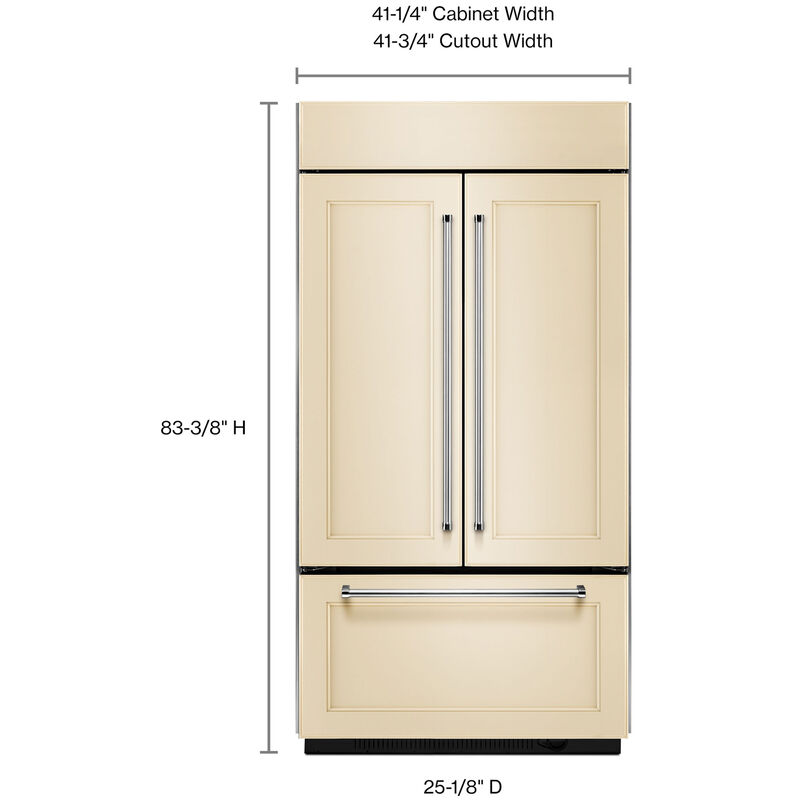 KitchenAid 42 in. Built-In 24.2 cu. ft. Counter Depth French Door Refrigerator - Custom Panel Ready, Custom Panel Required, hires
