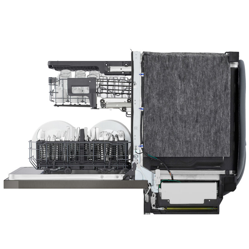 LG 24 in. Top Control Flush-Mount Smart Dishwasher with 46 dBA Sound Level, 3rd-Rack, AutoVent Dry & Pocket Handle - Black Stainless Steel, , hires