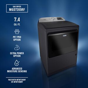 Maytag Pet Pro 27 in. 7.4 cu. ft. Smart Gas Dryer with Sensor Dry, Sanitize & Steam Cycle - Midnight Steel, Midnight Steel, hires
