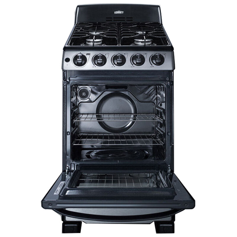 Summit 20 in. 2.3 cu. ft. Gas Range with 4 Sealed Burners - Stainless Steel, , hires