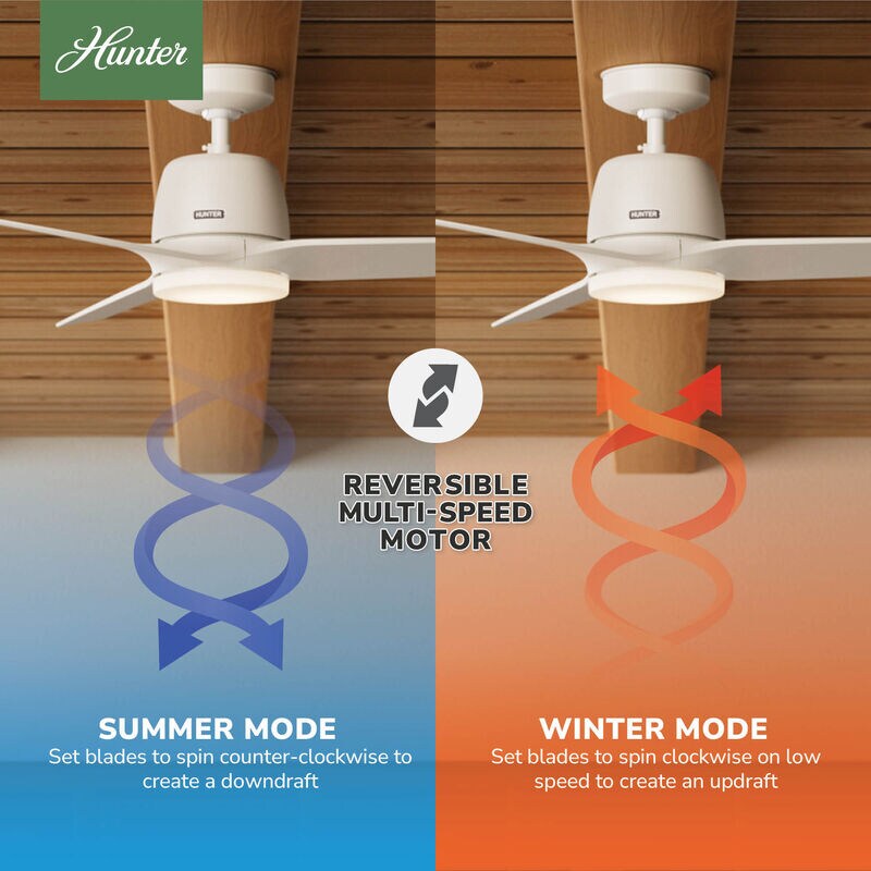 Hunter 52 in. Malden Ceiling Fan with LED Light Kit & Handheld Remote - Matte White, , hires