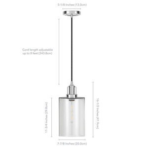 Hudson & Canal Nora 7.8 in. Pendant with Seeded Glass Shade - Polished Nickel, , hires