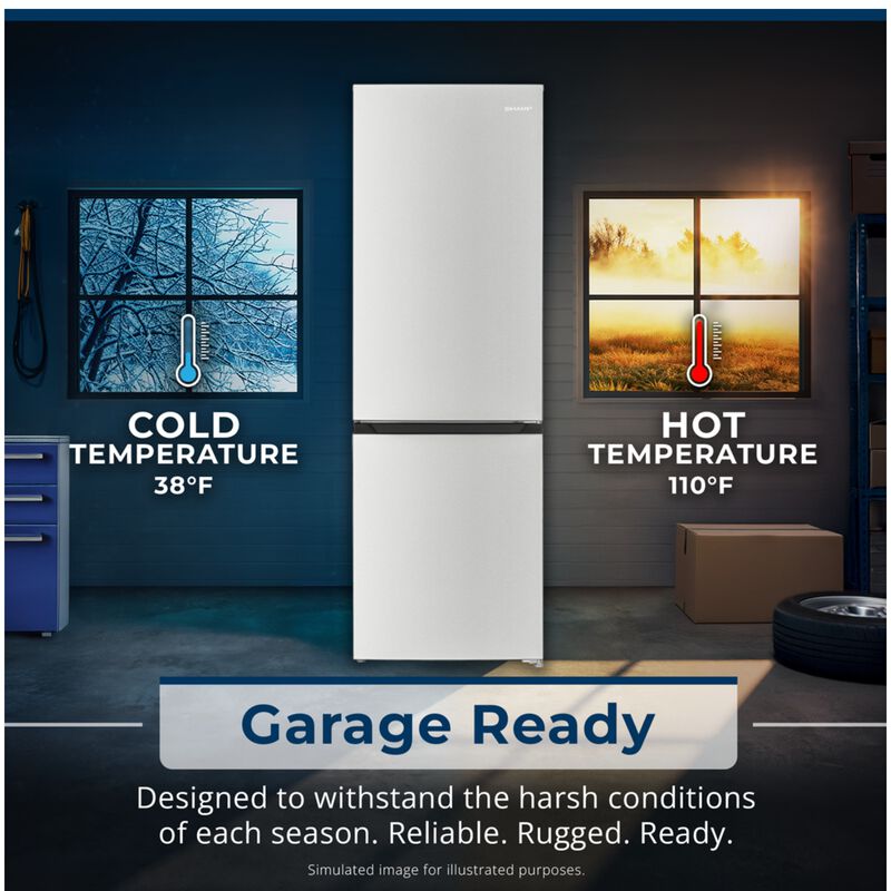 Sharp 24 in. 10.3 cu. ft. Counter Depth Bottom Freezer Refrigerator - Stainless Steel, , hires