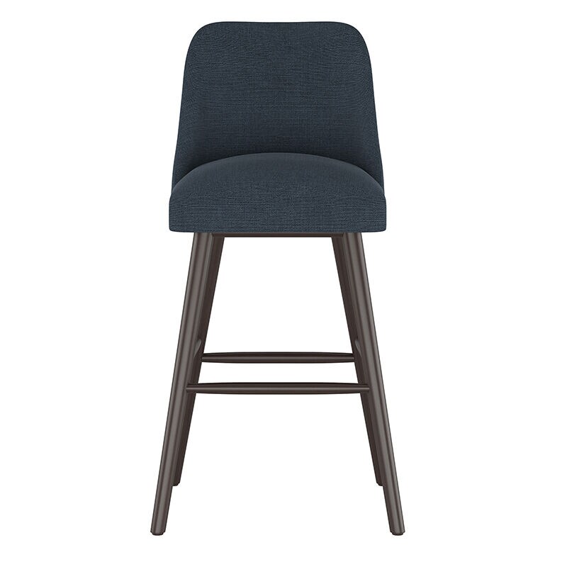 Skyline Furniture Modern Mid Century Bar Stool in Linen Fabric - Navy, Navy, hires