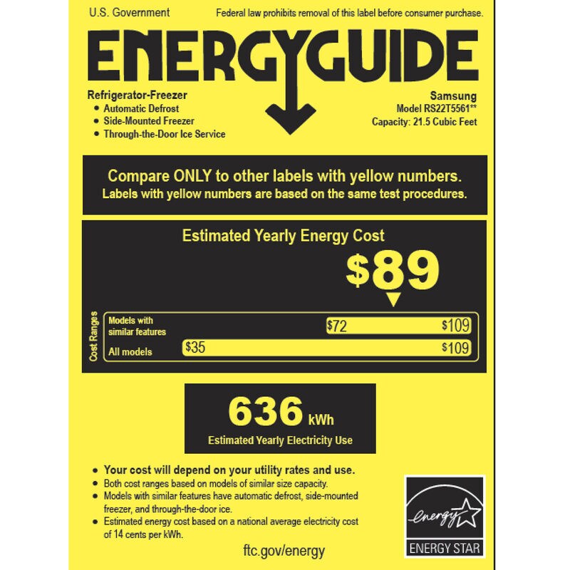 Samsung 36 in. 21.5 cu. ft. Smart Counter Depth Side by Side Refrigerator with Ice & Water Dispenser - Stainless Steel, Stainless Steel, hires