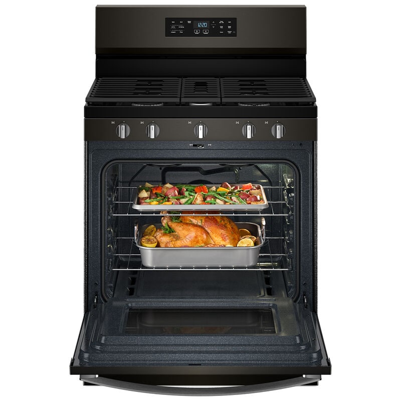Whirlpool 30 in. 5.0 cu. ft. Air-Fry Standard Convection Gas Range with 5 Sealed Burners - Black Stainless, , hires