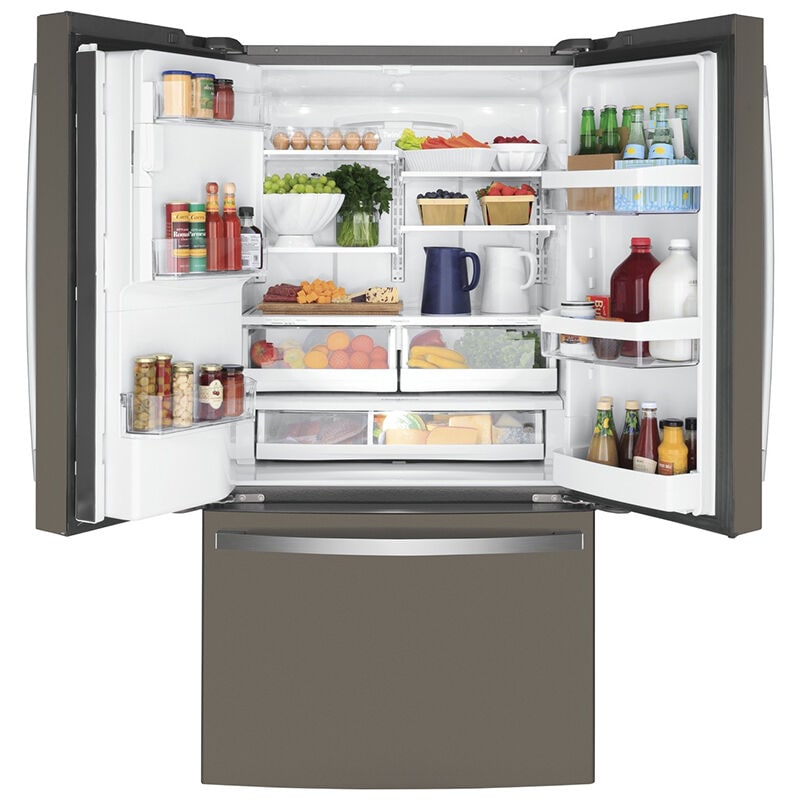 GE 36 in. 22.1 cu. ft. Counter Depth French Door Refrigerator with Ice & Water Dispenser - Fingerprint Resistant Slate, Slate, hires