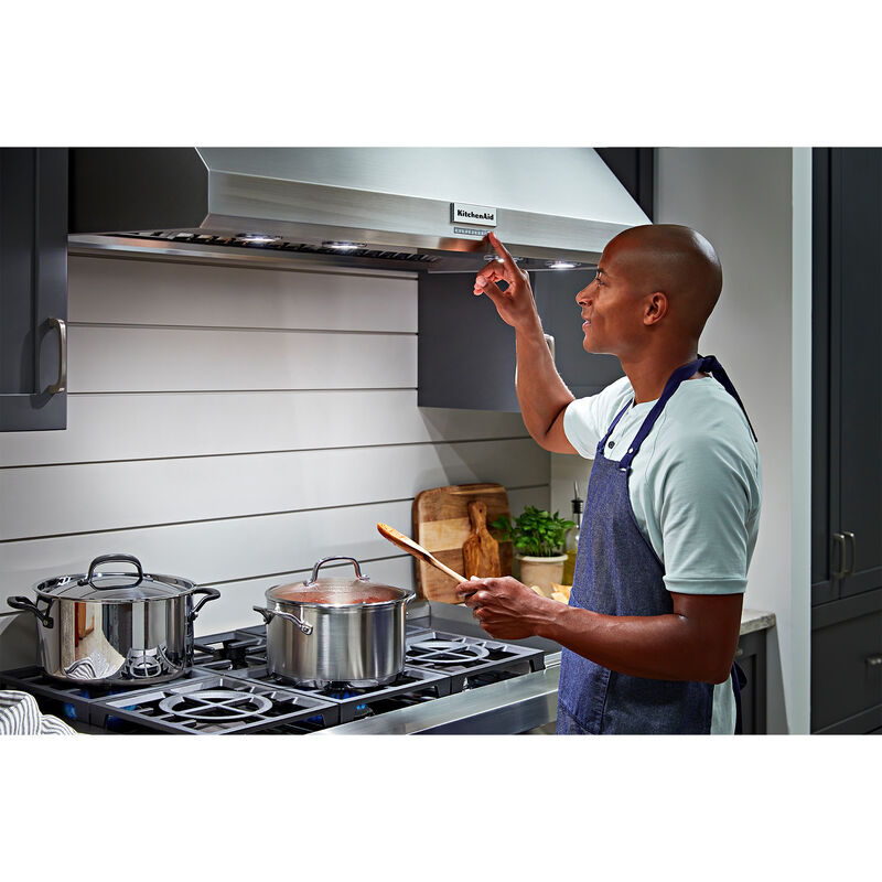 KitchenAid 48 in. Ducted Canopy Pro Style Style Range Hood with 4 Fan Speeds & 4 LED Lights - Stainless Steel, , hires