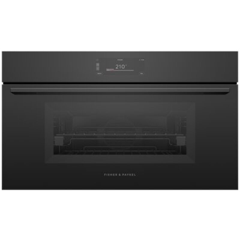 Fisher & Paykel Series 9 Minimal 30 in. 1.9 cu. ft. Smart Steam Electric Single Wall Oven with True European Convection & Sensor Cooking - Black Glass, , hires