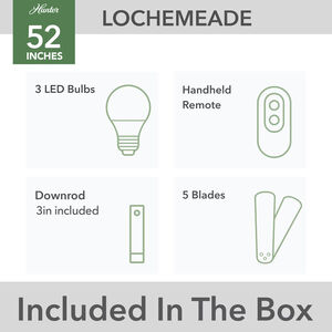 Hunter 52 in. Lochemeade Ceiling Fan with LED Light Kit & Handheld Remote - Brushed Nickel/Light Gray Oak, , hires