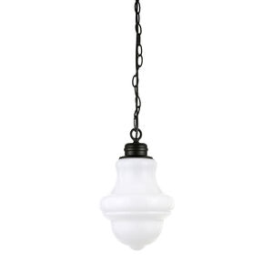Hudson & Canal Annie Pendant Blackened Bronze and White Milk Glass, , hires