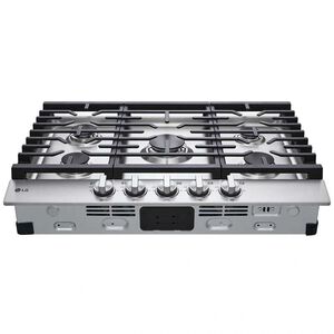 LG 30 in. 5-Burner Natural Gas Cooktop with Simmer Burner & Power Burner - Stainless Steel, Stainless Steel, hires