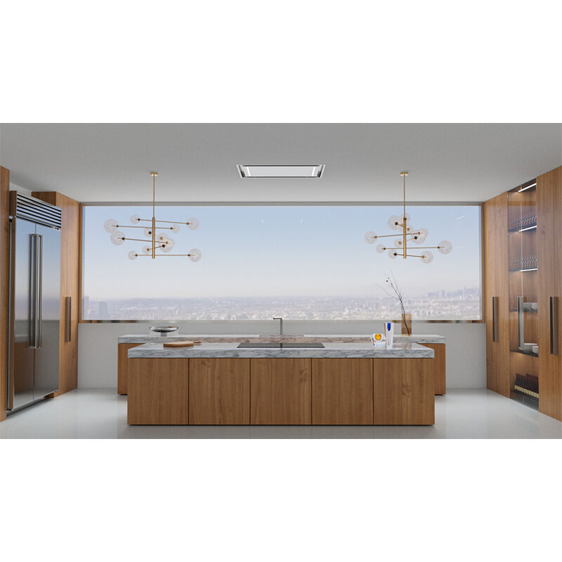 XO 42 in. Ducted Ceiling Style Range Hood with 600 CFM, 3 Fan Speeds & 2 LED Lights - Stainless Steel, , hires