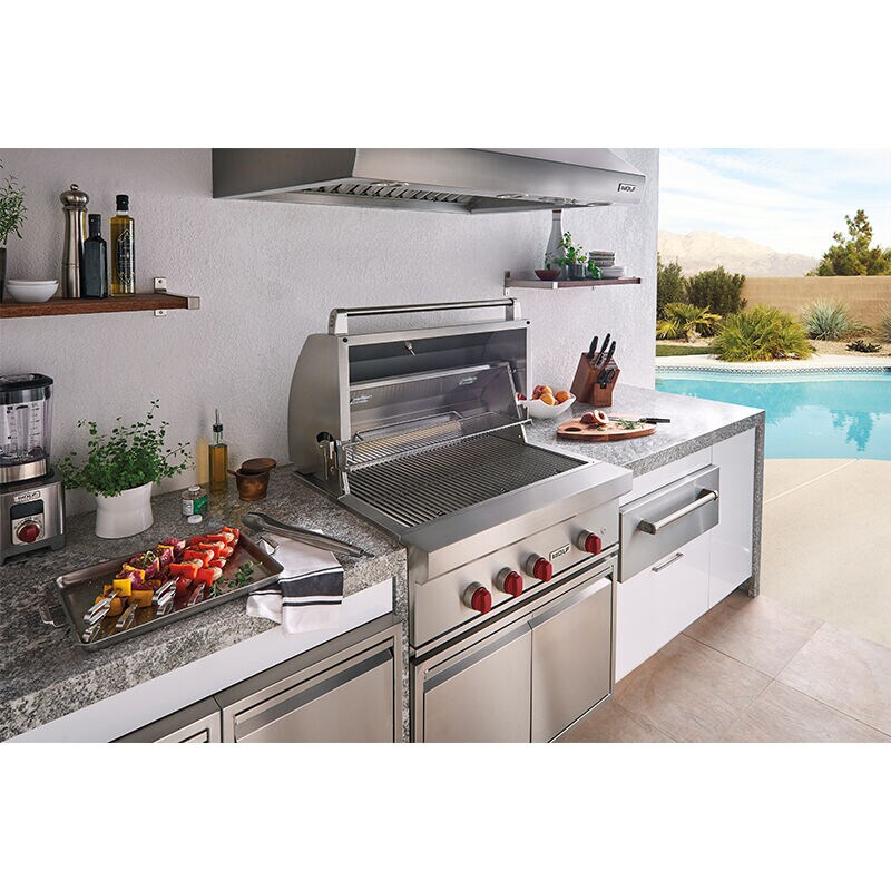 Wolf Designer 30 in. 3-Burner Built-In/Freestanding Natural Gas Grill with Rotisserie & Sear Burner - Stainless Steel, , hires