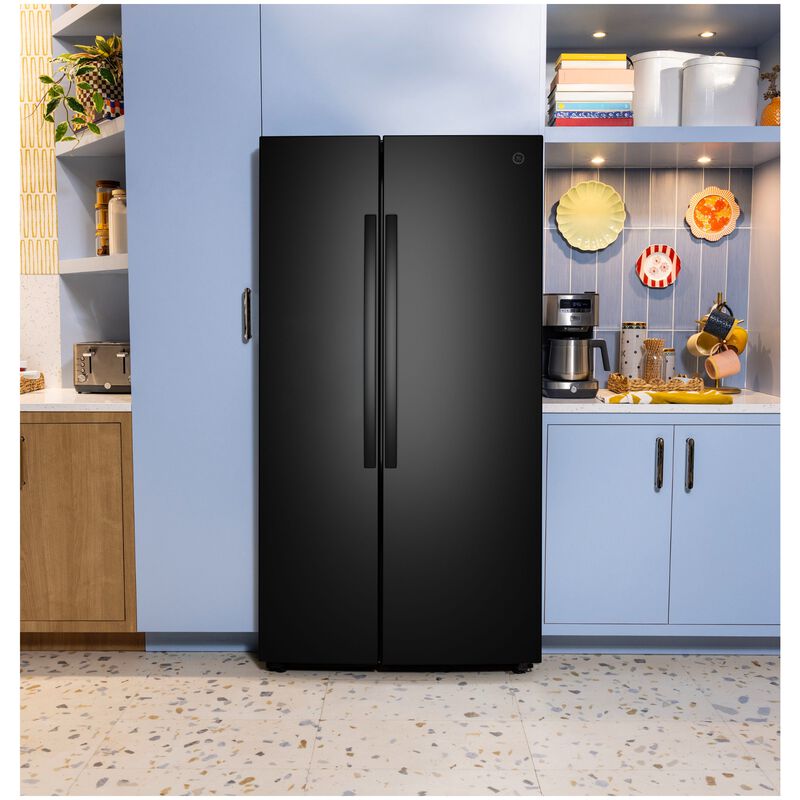 GE 36 in. 28.5 cu. ft. Garage-Ready Side-by-Side Refrigerator - Black, Black, hires