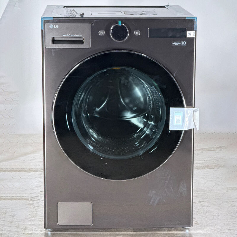 LG 27 in. 5.0 cu. ft. Smart Electric Front Load Ventless All-in-One WashCombo with Inverter Heat Pump Technology, Direct Drive Motor, Sanitize & Steam Cycle - Black Steel (Open Box Good Condition), , hires